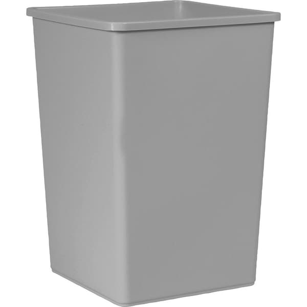 35 gal Square Indoor Plastic Can, Gray, Linear Low-Density Polyethylene (LLDPE), 19.5 in